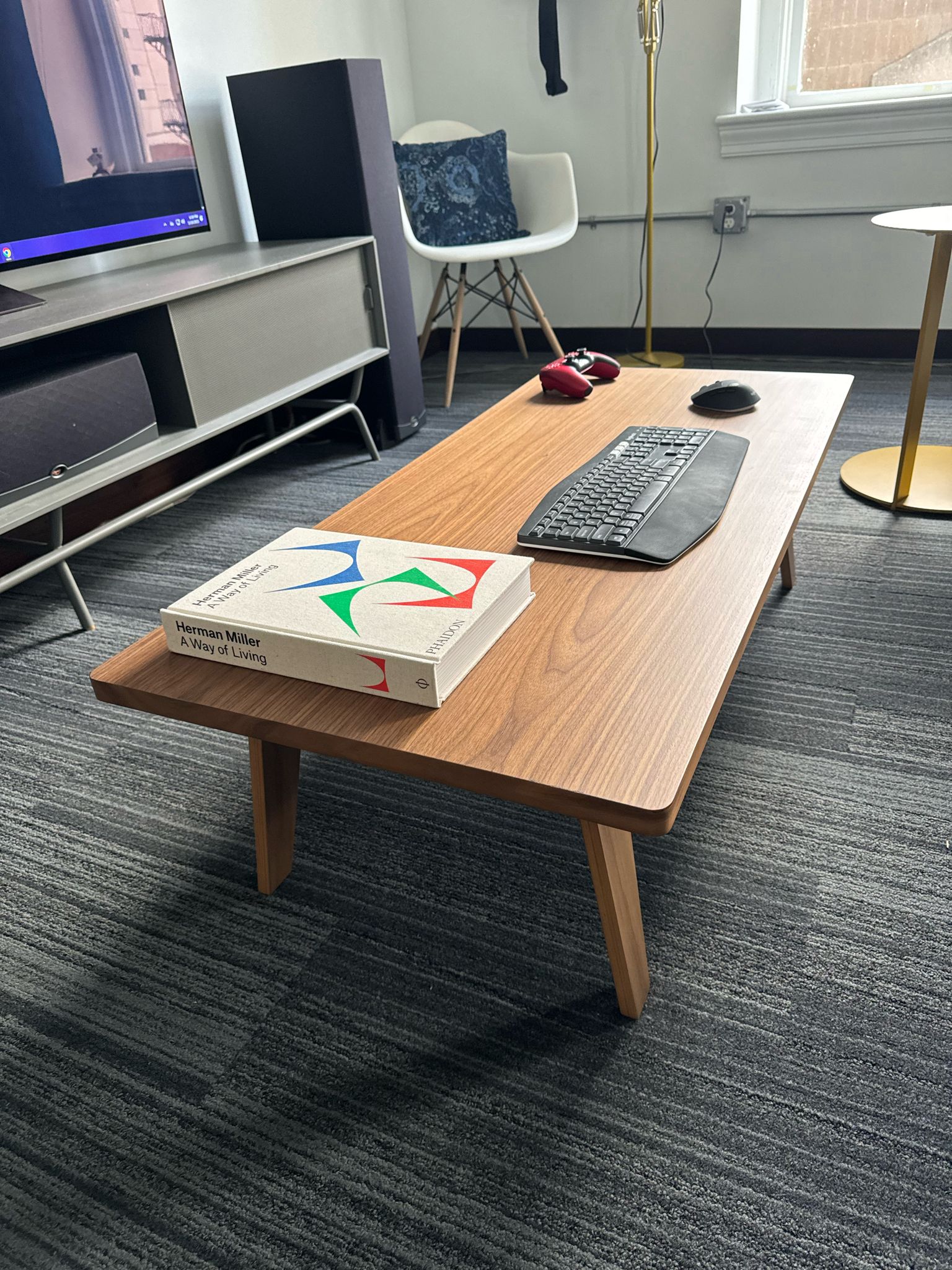 Coffee table and book